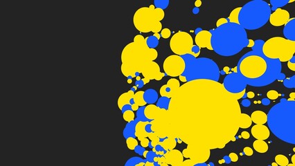 Poster - Blue-yellow abstract pattern of circles. Decor and design. 3d rendering illustration.