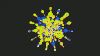 Poster - Blue-yellow abstract pattern of circles. Decor and design. 3d rendering illustration.