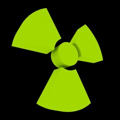 Green sign of radiation hazard. Atomic Energy. 3d rendering illustration.