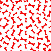 Red Dog Treat Seamless Pattern. Bone Seamless Pattern With White Background.
