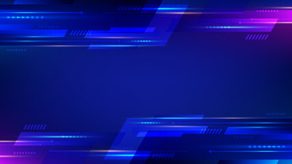 Poster - abstract technology futuristic blue and pink neon color geometric arrows shapes motion background