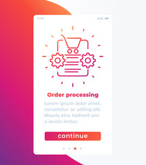 Canvas Print - order processing mobile app page screen with line icon