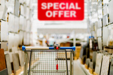 A Shopping Cart In A Home Improvement Store