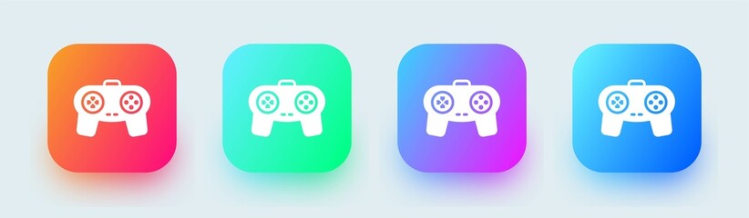 Poster - Joystick solid icon in square gradient colors. Game console sign vector illustration.