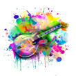 bright abstract background he with guitar