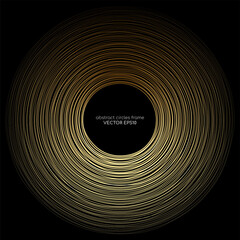 Poster - abstract circles line wave expand pattern border frame by gold gradient isolated on black background.