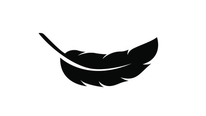 Feather logo symbol black and white vector illustration