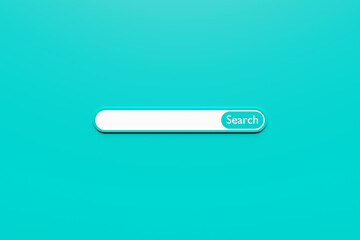Fototapete - 3D illustration, Search bar design element on a   blue   background. Search bar for website and user interface, mobile applications.