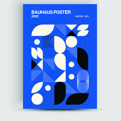 Aufkleber - Bauhaus geometric pattern background. Modern vertical mosaic banner vector. Trendy Bauhaus pattern background, posters brochures covers