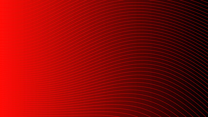 Poster - Wavy lines red gradient background. Abstract modern red black waves and lines pattern template. Vector stripes illustration