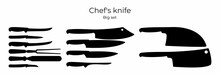 Vector Illustration Of A Set Of Knives For Cutting Meat, For The Chef