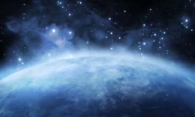 Wall Mural - distant earthlike planet