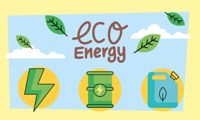 Canvas Print - eco energy lettering and leafs