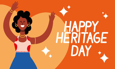 Canvas Print - happy heritage day lettering and afro girl