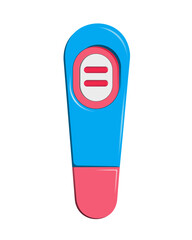 Stylized illustration of a pregnancy test. A small pregnancy test with a positive result.