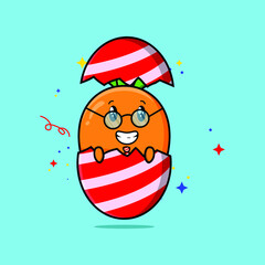 Wall Mural - Cute cartoon carrot character coming out from easter egg look so happy in illustration cartoon style