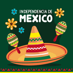 Poster - independencia de mexico with mariachi hat