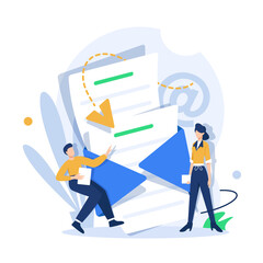 Poster - Email and messaging,Email marketing campaign,Working process, New email message,flat design icon vector illustration