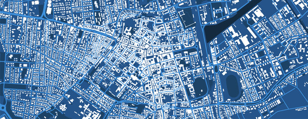 Wall Mural - Detailed blue vector map poster of Ravenna city, linear print map. Skyline urban panorama.