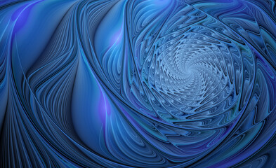 Wall Mural - abstract fractal blue pattern on dark background