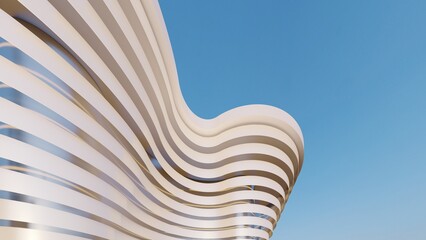 Aufkleber - 3d render futuristic architecture background white stripes of building facade