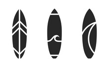 Surfboard Icon Set. Surfing, Sea And Ocean Vacation Symbol. Vector Image For Tourism Design