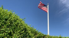 American Flag On Windy Clear Day