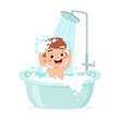 © Colorfuel Studio - little kid take a bath in the bathtub