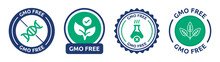 GMO Free Badge Icon Vector Illustration. Certified Non-GMO Natural Product With Plant Symbol.