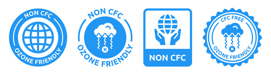 Poster - Non CFC ozone friendly badge vector icon set illustration.