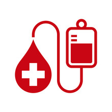 Blood Bag With Dripping Blood, Blood Transfusion Donate, Medical Healthy Concept, Vector Illustration