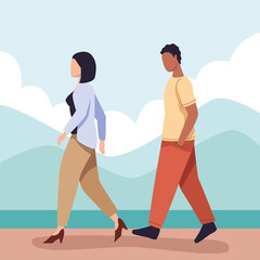 Poster - young couple walking