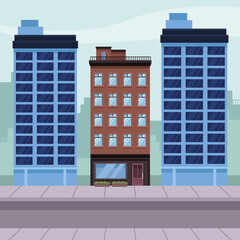 Wall Mural - city buildings urban scene