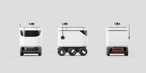 Delivery robot, smart bot and logistics. Mockup