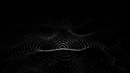 Aufkleber - 3D digital circular dynamic wave. Technology smart wave. Seamless flow digital structure. Cyber technology background. 3D rendering.