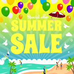 Wall Mural - Summer sale vector banner illustration