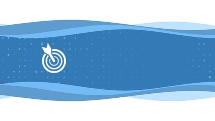 Poster - Animation of blue banner waves movement with white goal symbol on the left. On the background there are small white shapes. Seamless looped 4k animation on white background