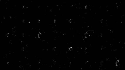 Poster - Template animation of evenly spaced table lamp symbols of different sizes and opacity. Animation of transparency and size. Seamless looped 4k animation on black background with stars