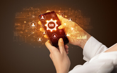Poster - Hand using smartphone with technology concept