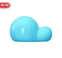 Aufkleber - cloud blue color. realistic 3d design in plastic cartoon style. icon isolated on white background. v