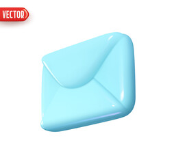 Poster - Envelope email. Postal letters Realistic 3d design In plastic cartoon style. Sending messages symbol. Icon isolated on white background. Blue color. Vector illustration