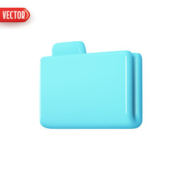 Poster - Folder file. Folder with document archive. Computer file blue color. Realistic 3d design In plastic cartoon style. Icon isolated on white background. Vector illustration