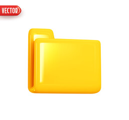 Aufkleber - Folder file. Folder with document archive. Computer file yellow color. Realistic 3d design In plastic cartoon style. Icon isolated on white background. Vector illustration