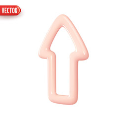 Wall Mural - Arrow pointing up. Realistic 3d design In plastic cartoon style. Icon isolated on white background. Vector illustration