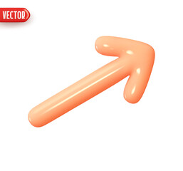 Wall Mural - Arrow points. Realistic 3d design In plastic cartoon style. Icon isolated on white background. Vector illustration