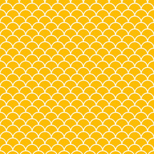 Orange Scallops Seamless Pattern With White Background.