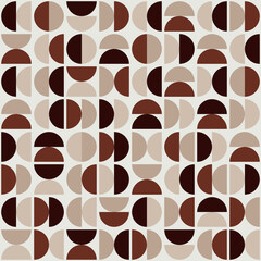 Fototapete - Halves of the circle are brown, milky background. Design for pillows, wallpapers, decor. Vector drawing, suitable for a coffee shop.