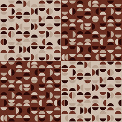 Poster - Coffee pattern tiles seamless. Print and pattern design in coffee colors. Half circle coffee color. Coffee beans for print.
