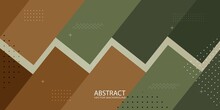 Abstract Background Geometric Art In Green, Brown, Beige. Seamless Horizontal Lines Zigzag Background Graphic For Retro Design Or Other Modern Ads.Eps10 Vector