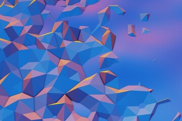 Poster - Colourful  Abstract 3D visualization of a geometric low-poly surface. 3d rendering illustration. Background pattern for design.